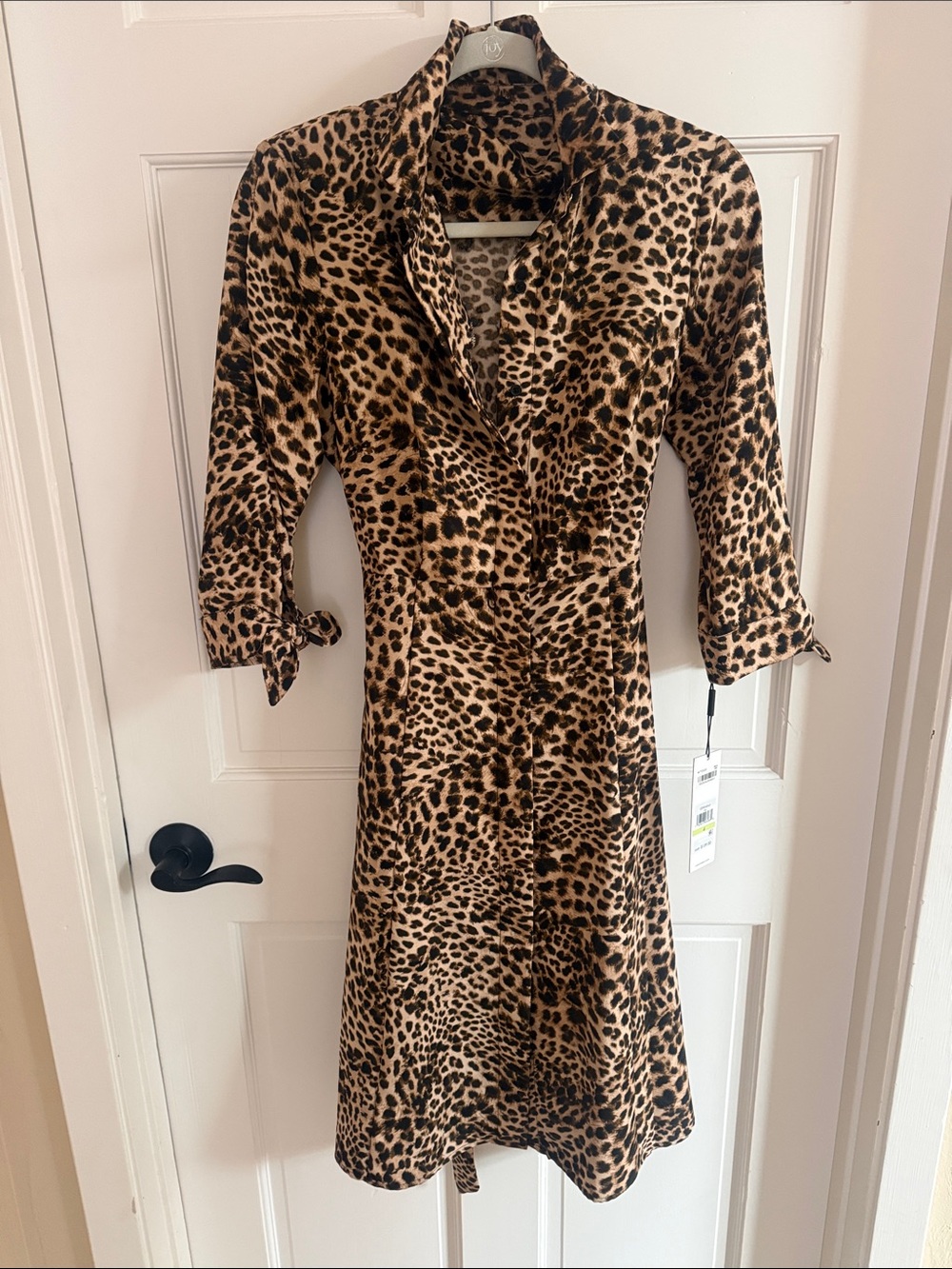 Calvin Klein Leopard-Print Wrap Midi Dress - Brown/Black